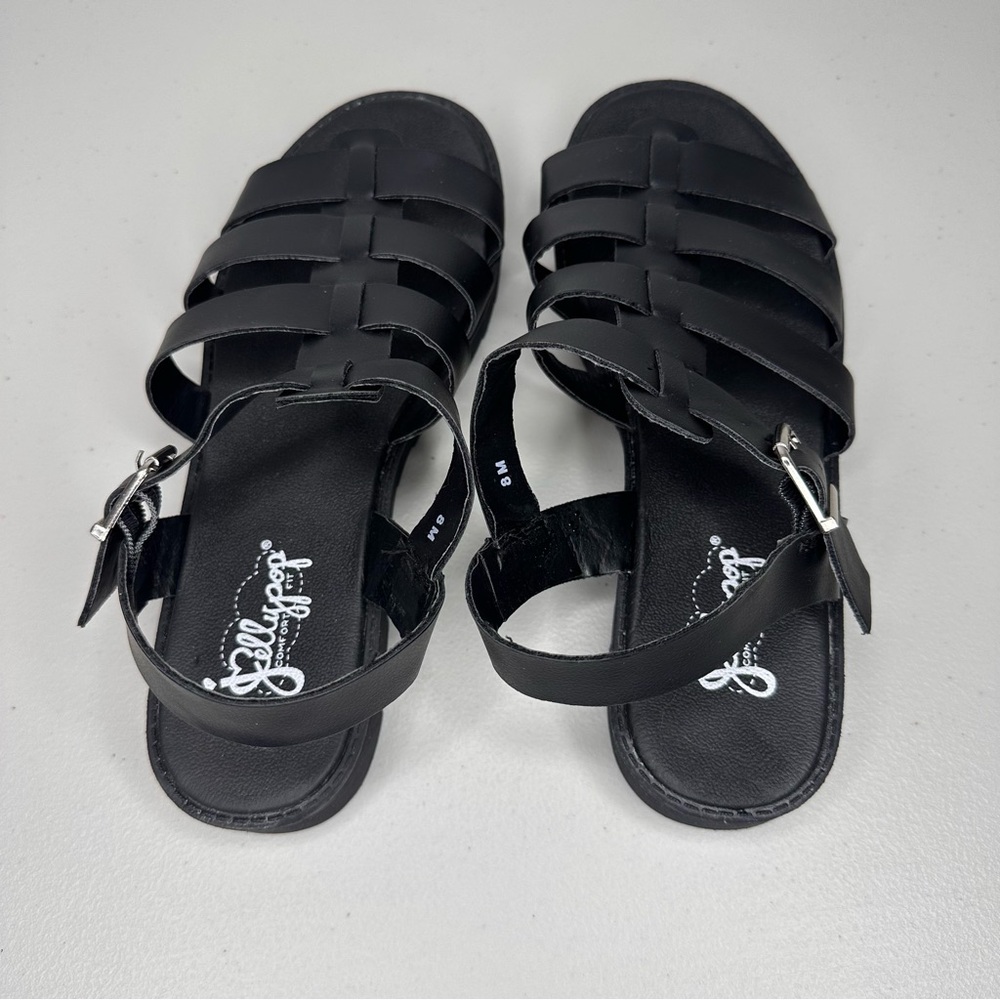 Jellypop Strappy Sandal Women’s Size 8 M Black Fisherman Gladiator Faux Leather - Picture 4 of 9